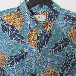 Island Shores Mens S/S Blue Cotton Hawaiian Shirt NWOT-XL